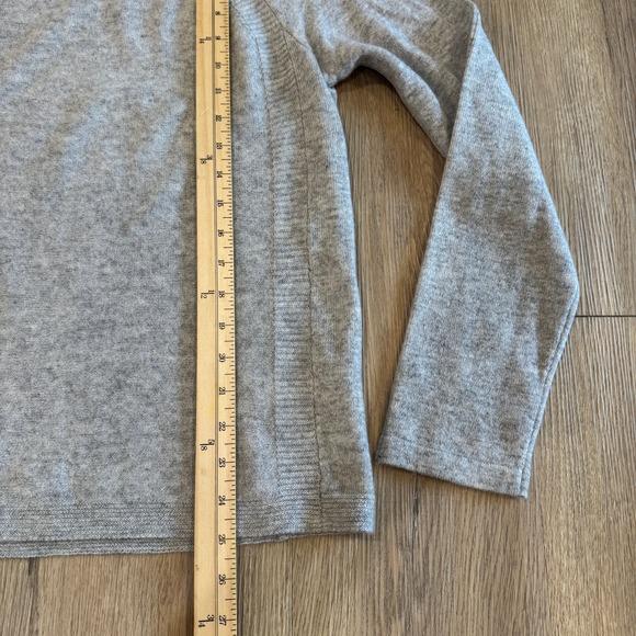 QI Cashmere Sweater Real Rabbit Fur Trim Cowl Neck Light Gray Women's Large - Picture 5 of 8